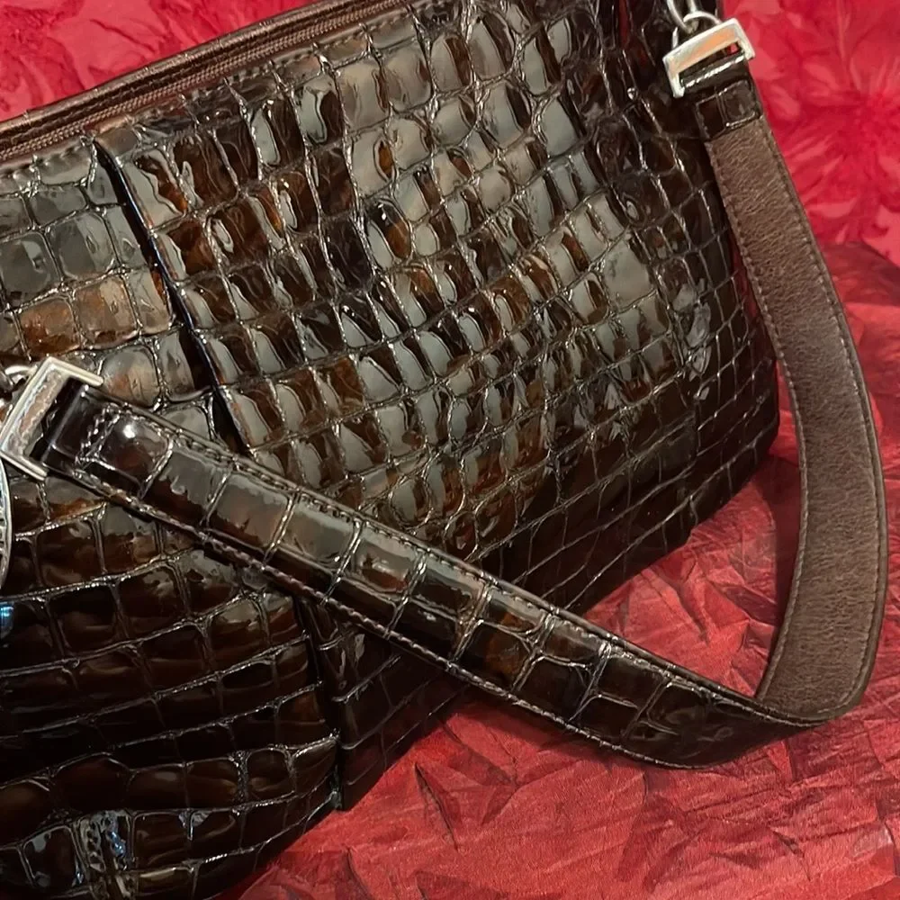 Brighton Collection Bronze Patent Leather Croc pattern Shoulder Bag‎